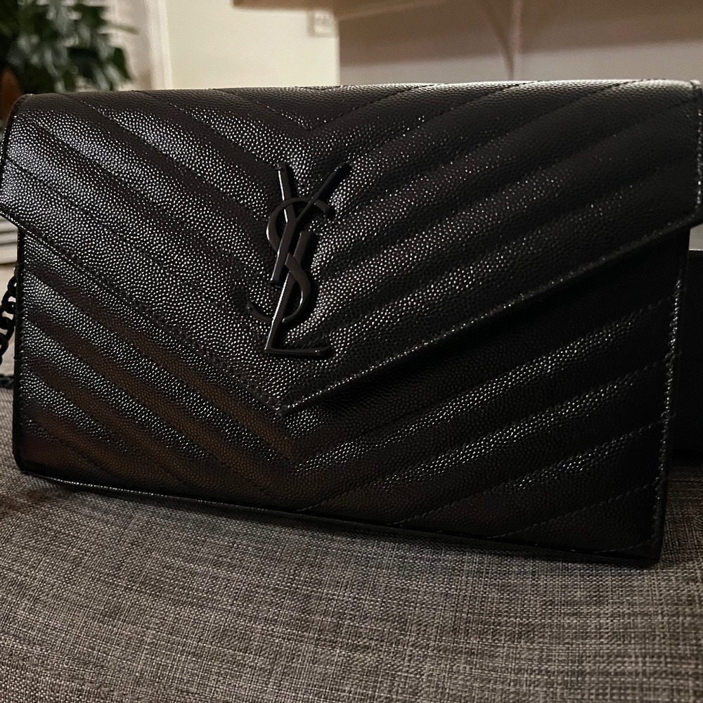 YSL Monogramme Large Grain de Poudre Wallet on Chain Bag
